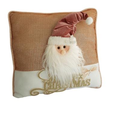 Imagem de Almofada Dourada E Branca Com Papai Noel 40cm X 40cm