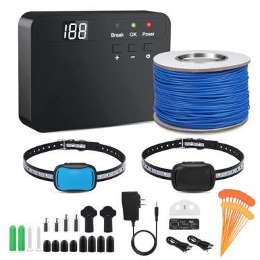 Imagem de ZZWD Cerca elétrica para cães, sistema de contenção de animais de estimação elétrico subterrâneo acima do solo atualizado com coleira de treinamento recarregável à prova d'água (para 2 cães)