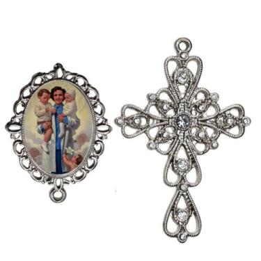 Imagem de Crucifixo Arabesco Terço de Noiva Relicario Santa Gianna Peças para Mo
