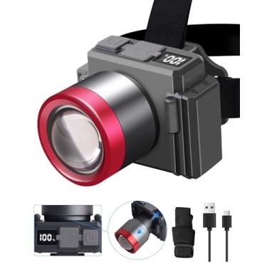 Imagem de ErayLife Novo Farol De Led Recarregável 2025, Faróis Para Testa, Lâmpada Superbrilhante Com 3 Modos, Zoom, À Prova D'Água, Ajustável Em 90°, Usb, Adultos, Capacete Rígido Caminhadas, Equipamento Aca