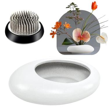 Imagem de Elifinds Kit De Vaso Sapo Com Flores, Arranjo Ikebana, Cerâmica Gotas D'Água E (Branco, Tamanho Pequeno)