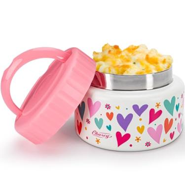 Imagem de Charcy Garrafa Térmica De 8 Oz Para Comida Quente Infantil, Boca Larga À Prova Vazamentos, Pote Térmico Sopa, 4 Horas E 6 Frias - Coração Branco