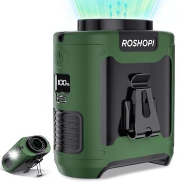 Imagem de Ventilador portátil 2025 AI recarregável -10.000 mAh, 40H Tempo de trabalho com 5 velocidades 16000RPM fluxo de ar forte, ventilador de cintura pessoal com lanterna para cinto de encaixe, pescoço