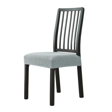 Imagem de Almofada de jacquard de elastano para sala de jantar, capa de assento de cadeira sólida sem encosto, protetor de móveis, cinza claro, 1 peça