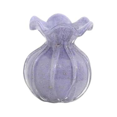 Imagem de Ioensy Vaso de vidro soprado à mão, vaso decorativo, peça central de mesa, recipiente floral para armário de TV, mesa, escritório, estante, decoração de casa, Roxo
