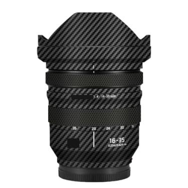 Imagem de Adesivo de lente de câmera revestimento protetor de corpo película protetora decalque skin para Panasonic Lumix S 16-35mm F4 16 35 F 4 (fibra de carbono preta)