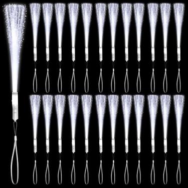 Imagem de 48 PCS White Glow Fiber Wands Sticks LED Light Wands 3 Modes Flashing Fiber Optic Light Rod Bulk Fiber Optic Wands Glow in The Dark Party Favors for Bar Wedding Party Supplies