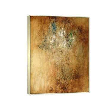 Imagem de MUHJDYC Zao Wou-ki Pintura famosa abstrata - imagem de arte em tela - arte de parede para sala de estar - reprodução de impressões (música aquática) moldura prata 60x80cm-23x31in