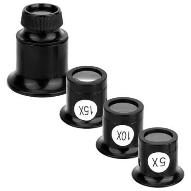 Imagem de lasuroa Conjunto com 4 Lupas de Joalheiro, 5X/10X/15X/20X Lupa Monocular Portátil com Lente em Cúpula para Reparação Relógios, Inspeção Gemas, Avaliação Diamantes & Leitura Selos