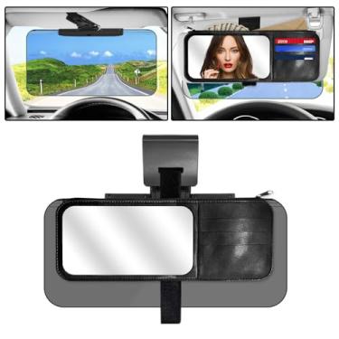 Imagem de Duwai Extensor de viseira solar para carros, extensor de viseira polarizada ajustável 3 em 1, organizador de viseira e espelho para carro. Viseira de sol polarizada para carro, extensão de direção
