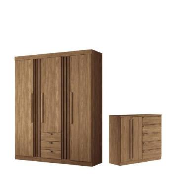 Imagem de Kit Guarda Roupa e Cômoda Sheldon Jatoba - CASA H