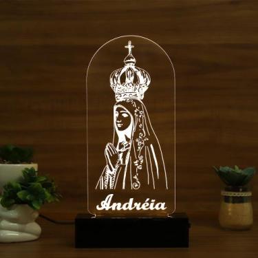 Imagem de Luminária Abajur Nossa Senhora de Fátima LED Branco - Bold