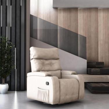 Imagem de Poltrona Giratória Reclinável Urbino material sintético Bege - CASA H