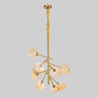 Imagem de Pendente nórdico jabuticaba ø58x95cm metal e vidro dourado - nordecor 