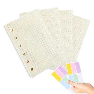 Imagem de Refil de agenda A7, 4 peças por conjunto, papel Dot Mattrix, com etiquetas de presente, mini fichário, 6 furos/papel grosso de 100 g/m²/12 x 8 cm, Harphia