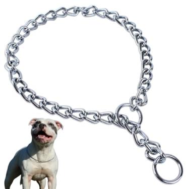 Imagem de Coleira de estrangulamento de corrente de metal para cães, coleira de gargantilha de adestramento para cães de raça pequena, média, grande, GG, prata, G