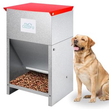 Imagem de COZOFU Alimentador para cães - Estação de ração de metal galvanizado para uso interno e externo - Dispensador automático alimentado por gravidade adequado para raças de cães pequenos, médios e grandes