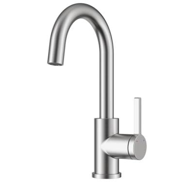 Imagem de Torneira de pia de barra de aço inoxidável, torneira versátil para banheiro e cozinha - Torneira de lavatório premium de manípulo único para uso interno e externo (Brushed Nickel)