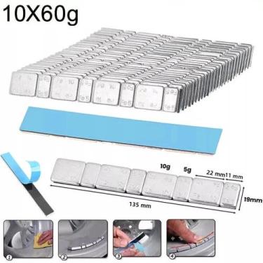 Imagem de Pesos Adesivos Para Balanceador De Roda De Carro, 60g, 10 Peças, Tiras