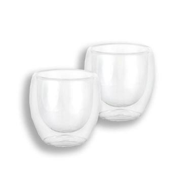 Imagem de Xicara Vidro Parede Dupla 80ml Kit 2pcs - Homecook, Transparente