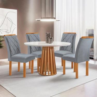 Imagem de Conjunto Mesa Tampo Redondo Plus Vidro Kansas 100cm 4 Cadeiras Arthus 