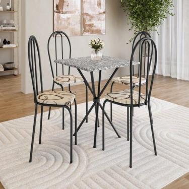 Imagem de Conjunto sala de Jantar Mesa Quadrada 70cm Tampo Granito com 4 Cadeira