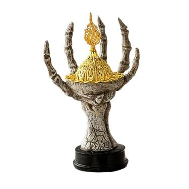 Imagem de WeiLaiKeQi Queimador de Incenso Porta-Incenso Presente de Aniversário Esqueleto Artesanal Decoração de Mesa Incensário para Sala de Estar Sala de Jantar, Cinzento/Branco