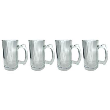 Imagem de Caneca Vidro Grosso Reforçada 380ML Cerveja e Chopp 4UN - PRATICASA, 0