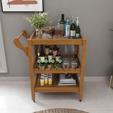 Imagem de Carrinho Adega Multiuso Server c/ Rodízios Madeira - Ofertamo, Old