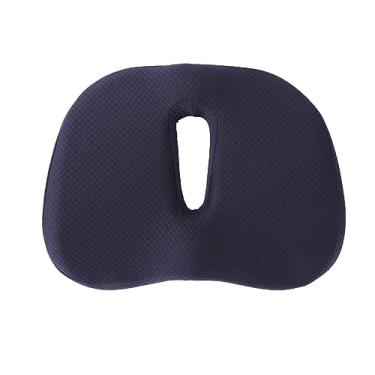 Imagem de Almofada ortopédica de escritório com espuma viscoelástica para alívio de hemorróidas, almofada cinza respirável para carro, casa, escritório, viagens (azul marinho)