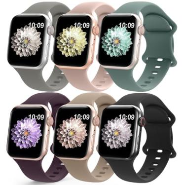 Imagem de RQQ Pacote com 6 pulseiras esportivas de silicone líquido compatíveis com Apple Watch séries 11, 10, 9, Ultra, 8, 7, 6, 5, 4, 2, 1 SE 3, 6, 5, 4, 2, 1 e SE 3, 6