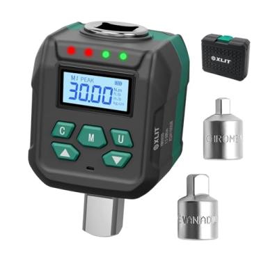 Imagem de XLIT Conjunto de adaptador de torque digital de 1/5.1 cm com soquetes (1/10.2 cm, 3/20.3 cm), ± 2% de precisão, ajustável, alarme de torque predefinido, compatível com catraca/barra de disjuntor - uso