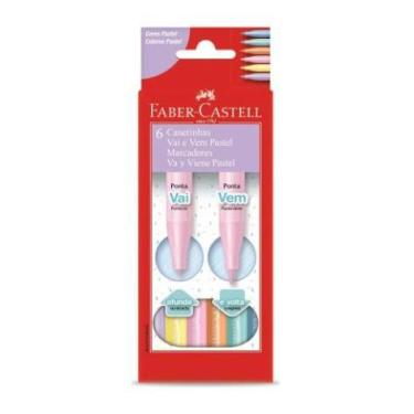 Imagem de Canetinha Vai e Vem Pastel 6 Cores Faber-Castell - faber castell
