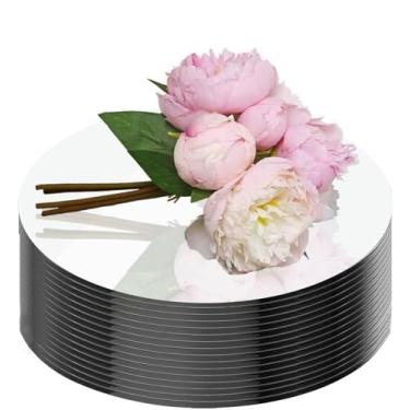 Imagem de Pacote com 16 peças centrais redondas espelhadas para mesas, bandejas redondas de acrílico para decoração de prato circular para mesa central de mesa, velas de casamento, chá de bebê, decoração de