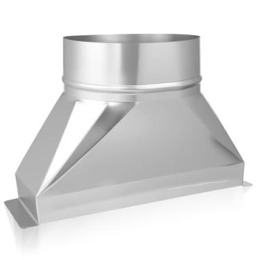 Imagem de Rocaris 8 cm x 25 cm x 15 cm transição galvanizada, duto retangular para redondo, kit de adaptador de ventilação de micro-ondas para conexão de tubos de duto HVAC Exaustor