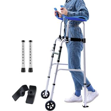 Imagem de Andador Dobrável Para Idosos, Andador Vertical Leve Para Idosos Com Deficiência Adulto Stand Up Rollator Walker Aid Com Apoio De Braço, Estrutura De Caminhada Compacta, Walker With Wheels