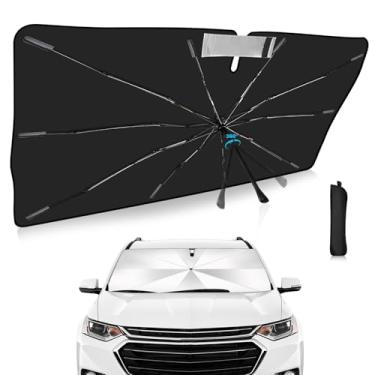 Imagem de Guarda-sol para para-brisa de atualização 2025, ajuste personalizado para Chevrolet Traverse 2018-2025, capa de carro com proteção UV dobrável, escudo de chuva de emergência e protetor de painel