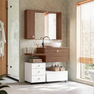 Imagem de Conjunto Armário para Banheiro Vicenza Amendoa