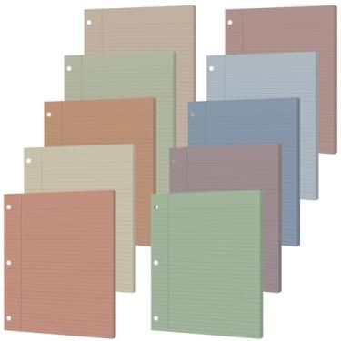 Imagem de gisgfim 200 folhas de papel para fichário de folhas soltas, papel pautado colorido de 20,3 x 26,7 cm, refil de enchimento com 3 furos para fichários de 3 anéis, cadernos, agenda, escola, escritório