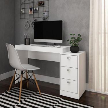 Imagem de Mesa Escrivaninha com 3 Gavetas Branco - DJD Móveis