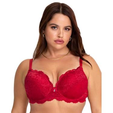 Imagem de Smart & Sexy Sutiã push-up feminino com aro com decote máximo, disponível em pacotes individuais e 2 unidades, Não vermelho, 40C