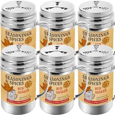 Imagem de CUSINIUM [Pacote com 6] Agitadores de temperos de 400 ml - Agitadores secos para churrasco - Draga de cozinha com tampa e alças ajustáveis em estilo ventilador