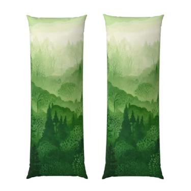 Imagem de Capa de travesseiro corporal com zíper oculto, fronha longa de microfibra macia e respirável para travesseiro corporal, capa de travesseiro de árvore verde para dormir, presente de cama, 50 x 137 cm
