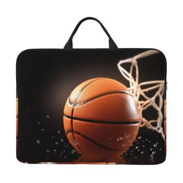 Imagem de Capa protetora para notebook de basquete de 14 polegadas à prova de choque, bolsa de viagem para laptop com alça à prova d'água para computador, maleta para homens e mulheres