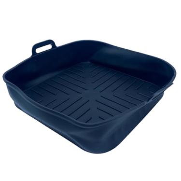 Imagem de Panela de Silicone Quadrada Fritadeira Microondas C/Alça Forma 20x20cm Cesto para Air Fryer