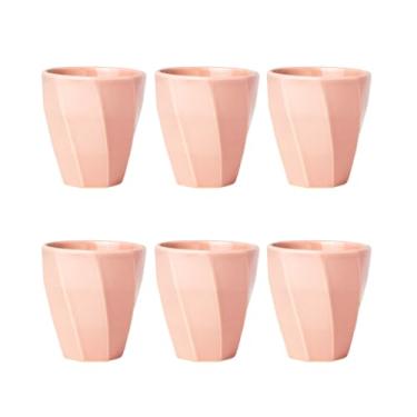 Imagem de Kit 6 Copos Cerâmicos Louça 260ml Design Moderno, Ideal para Café, Chá, Bebidas Quentes, Porta Objetos e Escovas - E-FCS Store (Rosa)