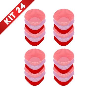 Imagem de 24 Forminhas Cupcake Mini para Docinhos Silicone Bolo Redonda Air Frye