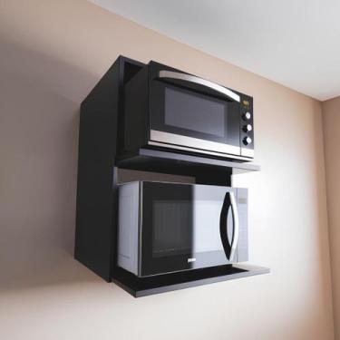 Imagem de Nicho Suporte para Microondas e Forno de Parede em MDF e Madeira Macla