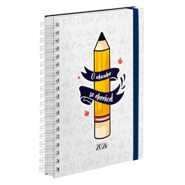 Imagem de Agenda Diária Plus 2026 Capa Dura Professores Desenhos Azul