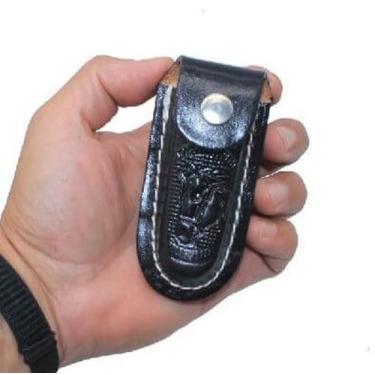 Imagem de Bainha Couro Preto Para Canivete Pequeno Peao Country Cawboy - Shopdap